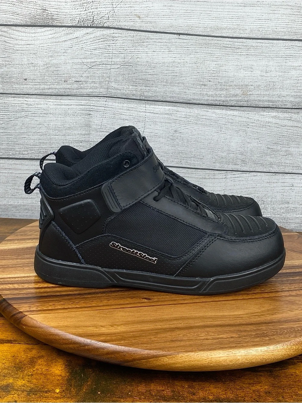 Steel & Street Valor Reinforced Black Leather Motorcycle Boots Men’s Shoe Size 9